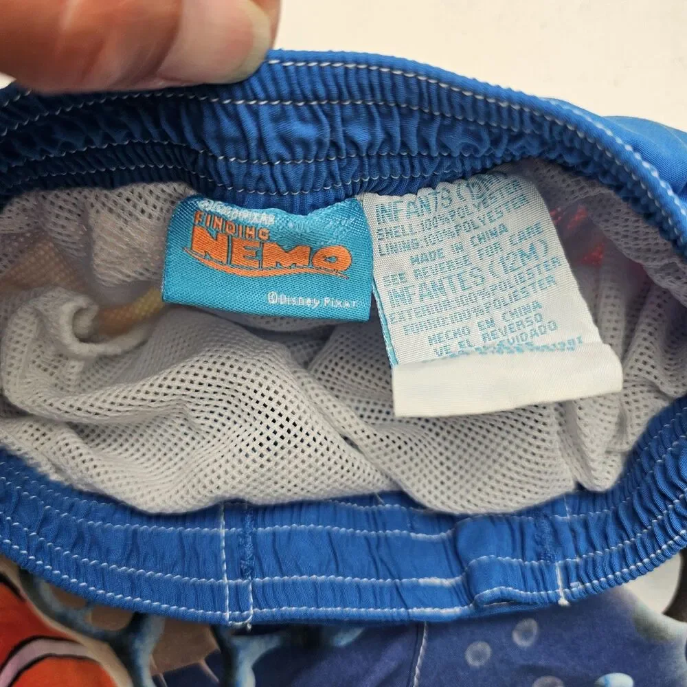 Vintage Disney Pixar Finding Nemo Nemo Dory Boys Swim Trunks Elastic 12 Months
